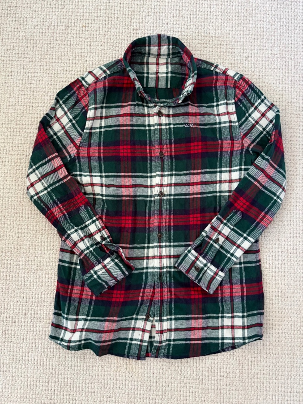 Vineyard Vines Boys Holiday Plaid Flannel Button Down (M)